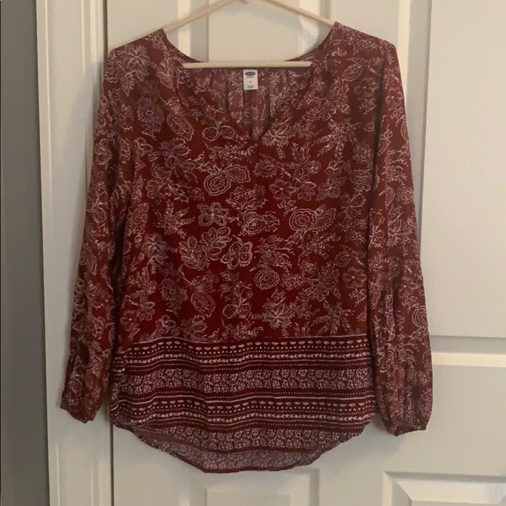 Maroon floral blouse